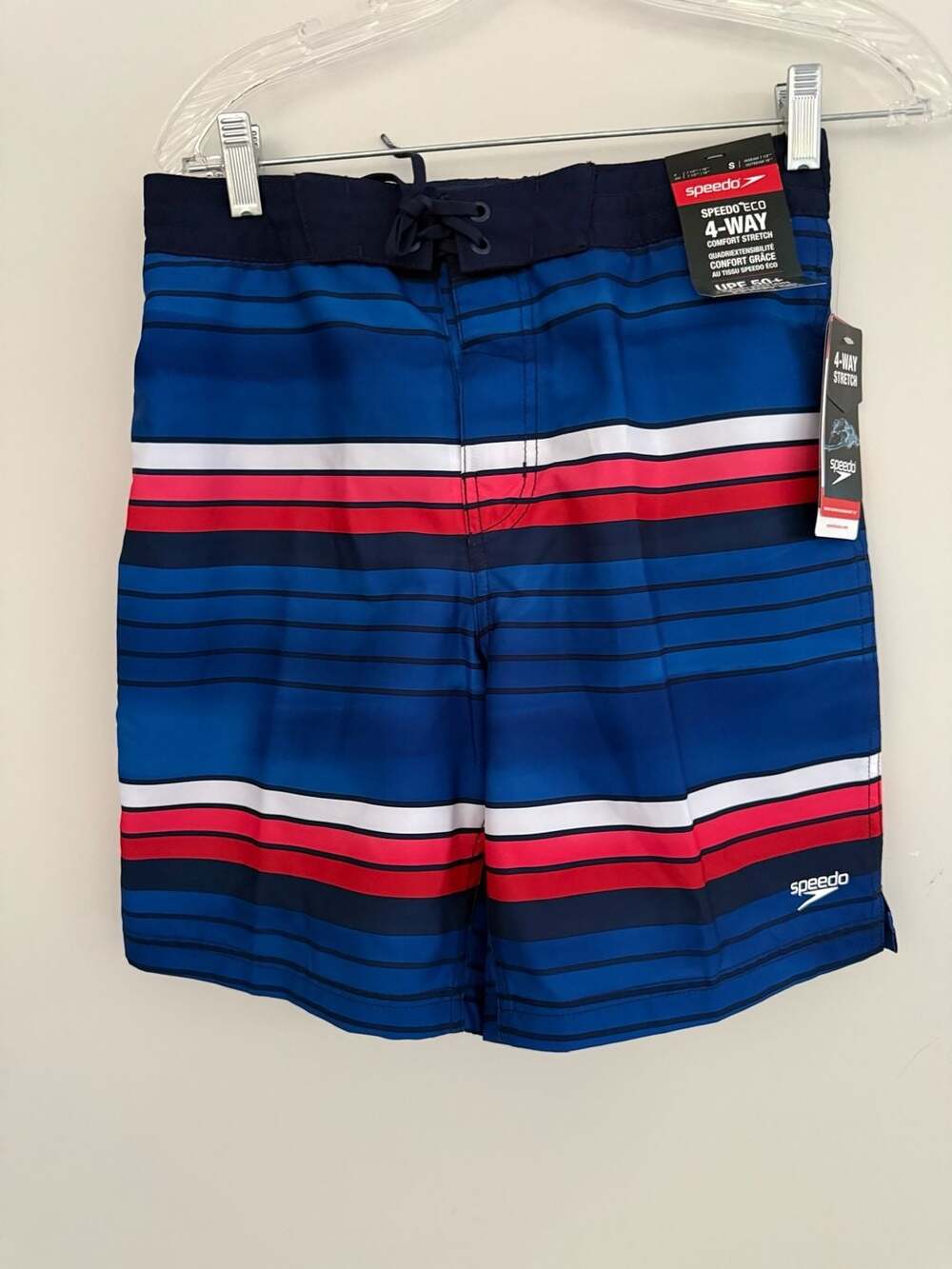 Speedo Eco 4-Way Comfort Stretch Striped Board Shorts Size S